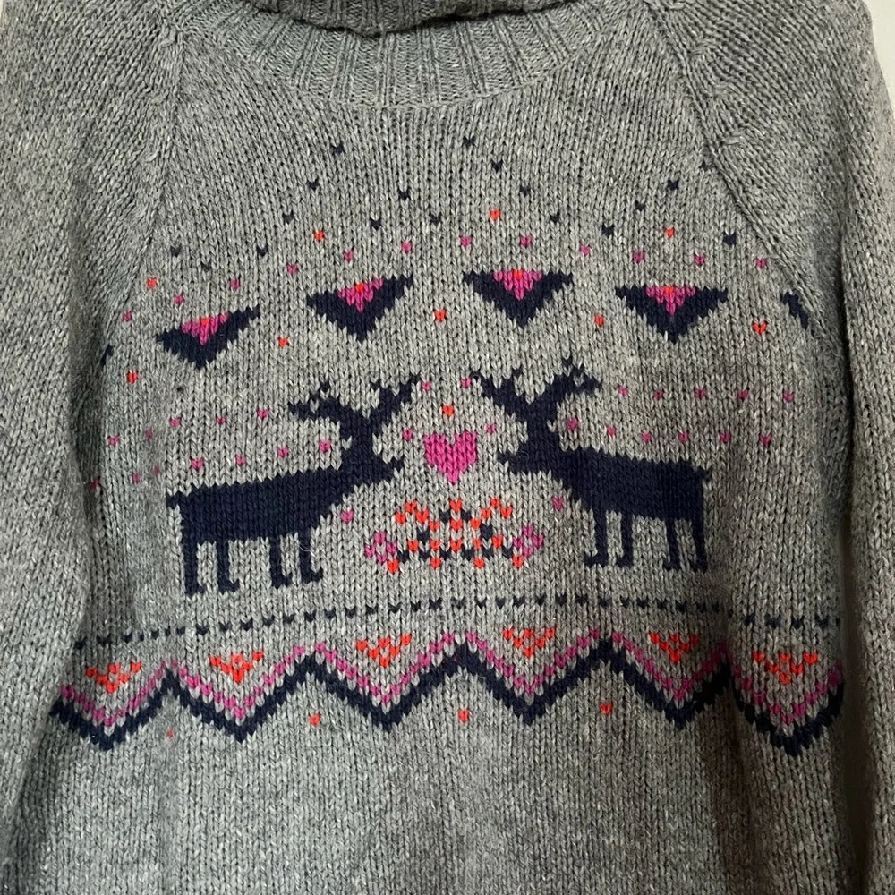 Garage Gray Turtleneck Sweater with Reindeer Design - Picture 2 of 5
